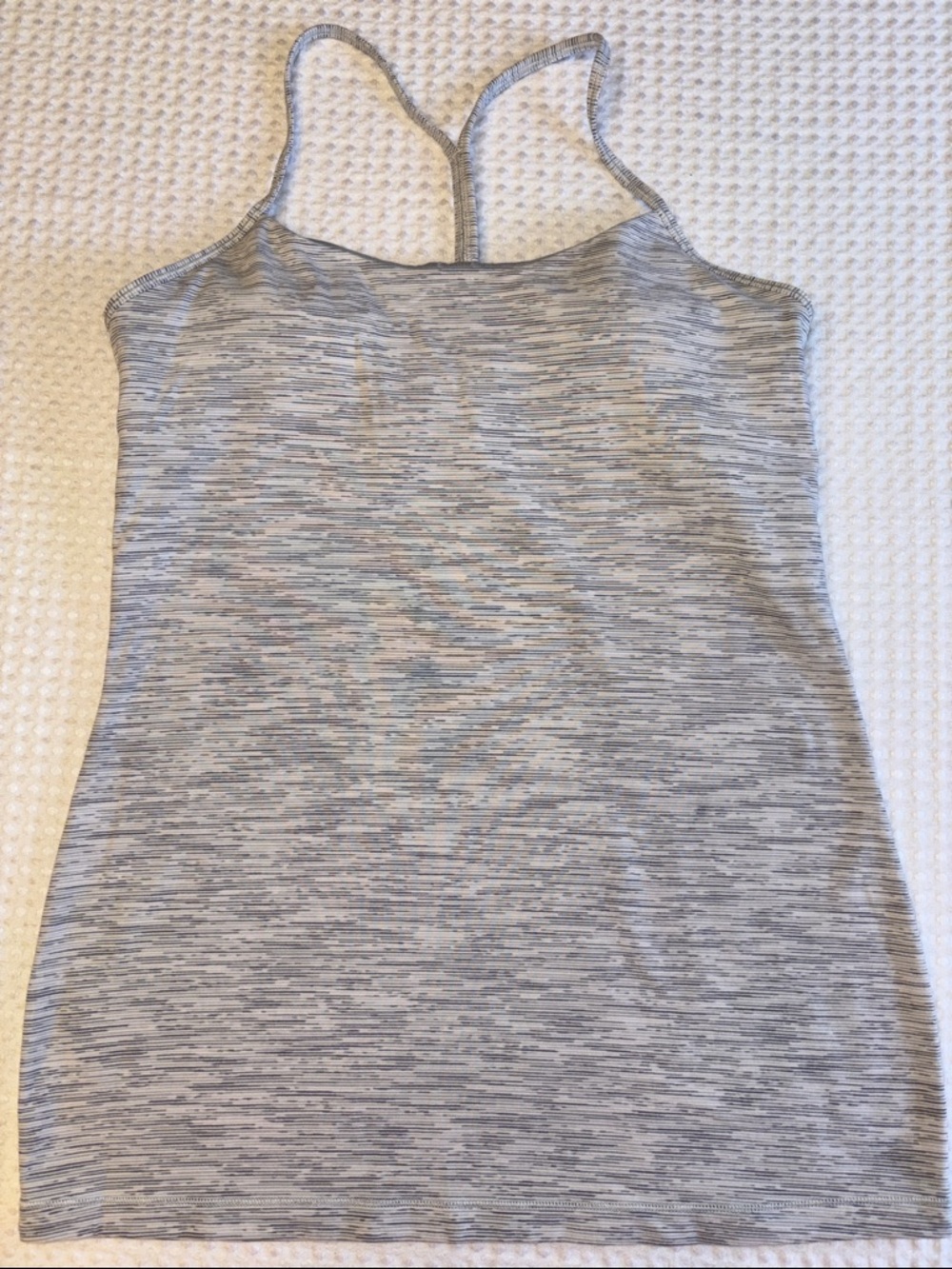 lululemon athletica Size 10 gray striped workout racerback tank built-in bra - Picture 8 of 12